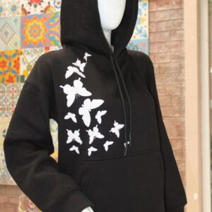 Black BUTTERFLY Printed Hoodie