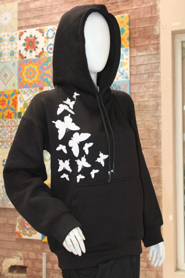Black BUTTERFLY Printed Hoodie