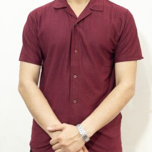 Rich Maroon Cuban Collar Shirt