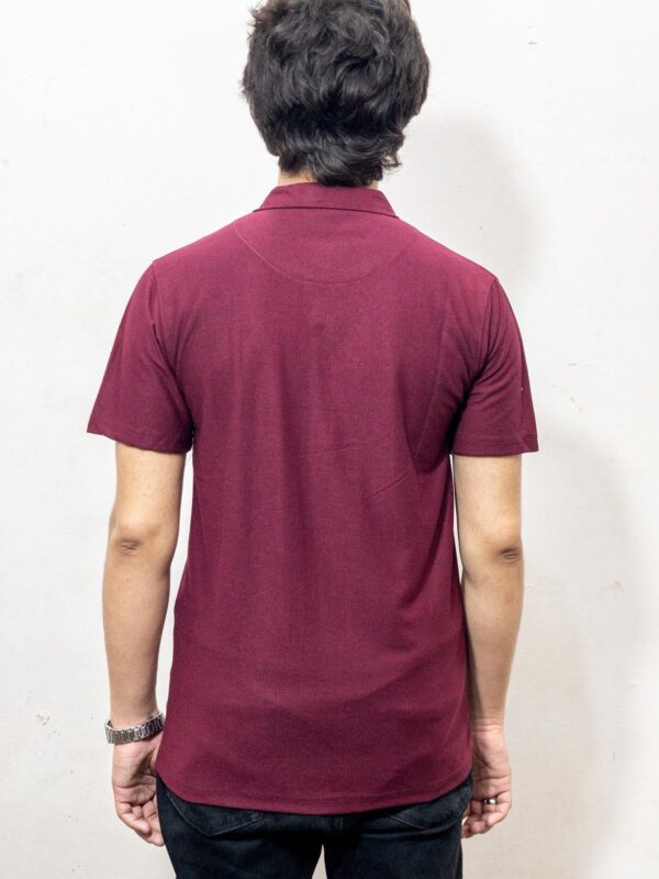 Rich Maroon Cuban Collar Shirt - Image 2