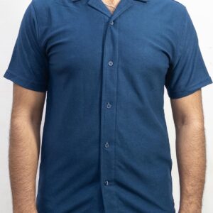 Deep Blue Cuban Collar Shirt