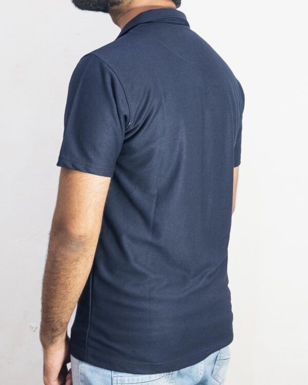 Dark Navy Blue Cuban Collar Shirt - Image 3