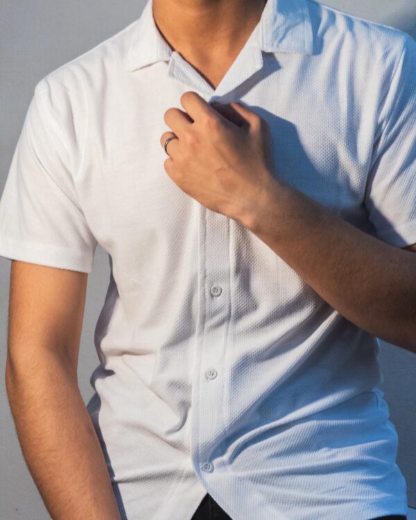 White Cuban Collar Shirt - Image 2